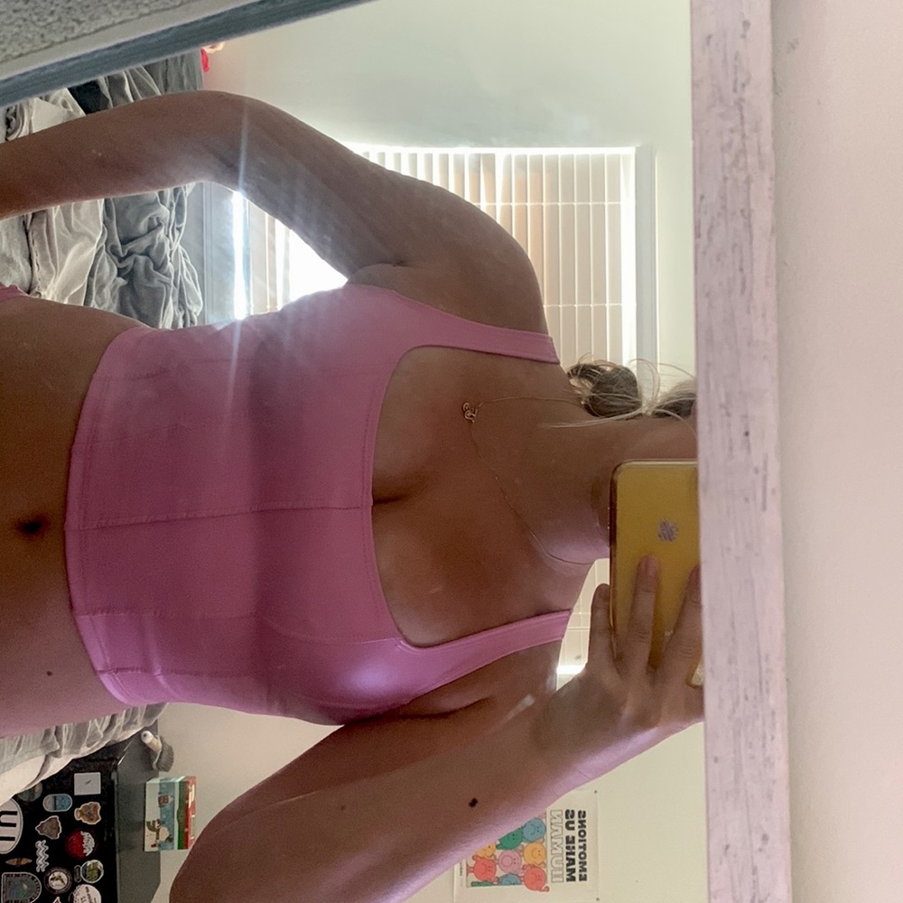 cropped pink corset top